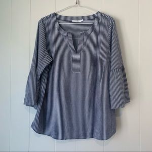 Striped Blouse with Bell Sleeves